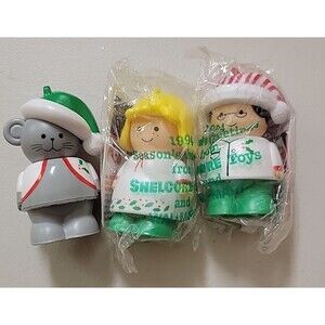 Shelcore Little Chunky People Christmas‎ Bear Green Santa Hat Kids 3pcs